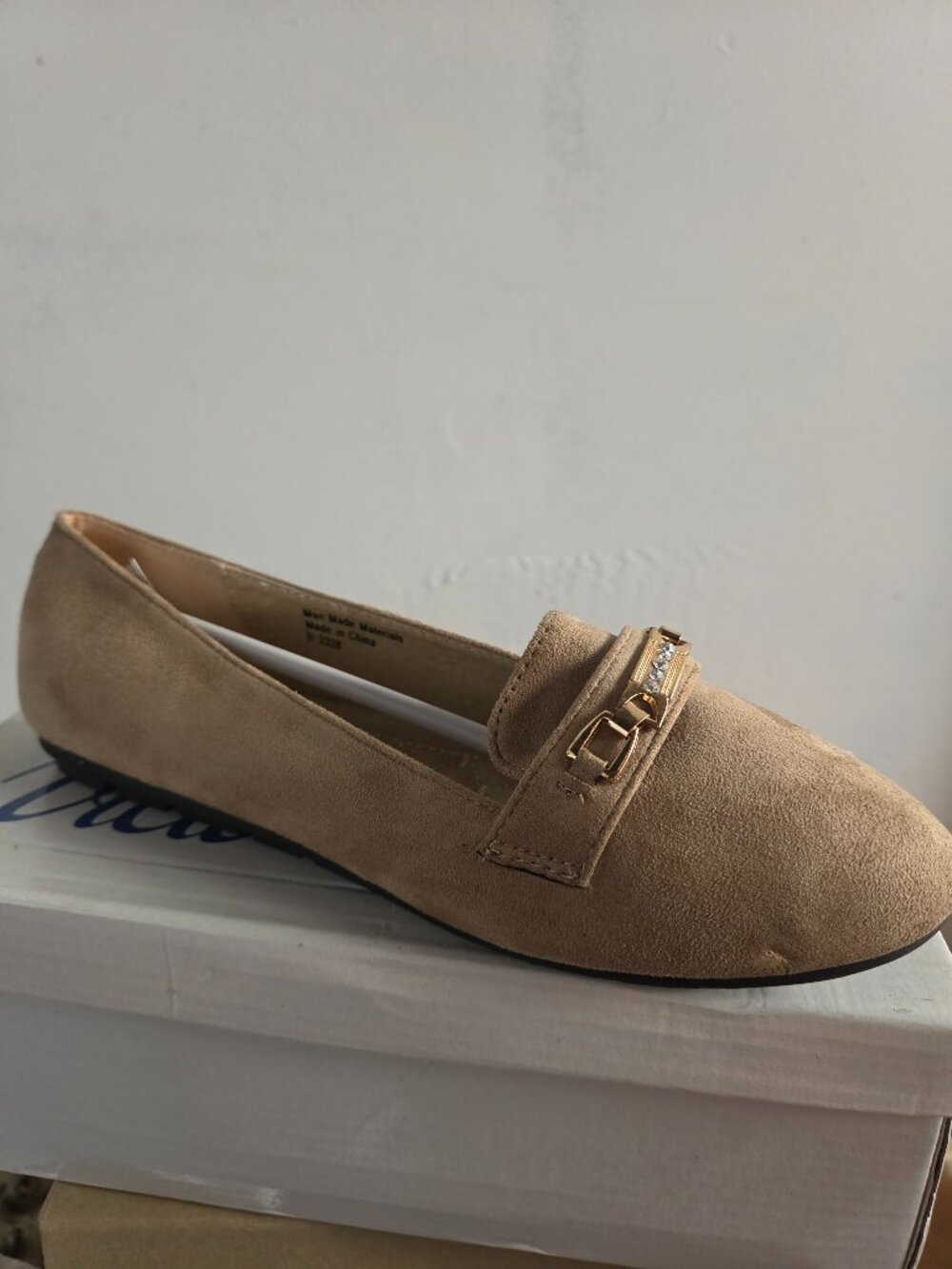 Victoria Light Beige Embellished Loafers, Sz 7.5